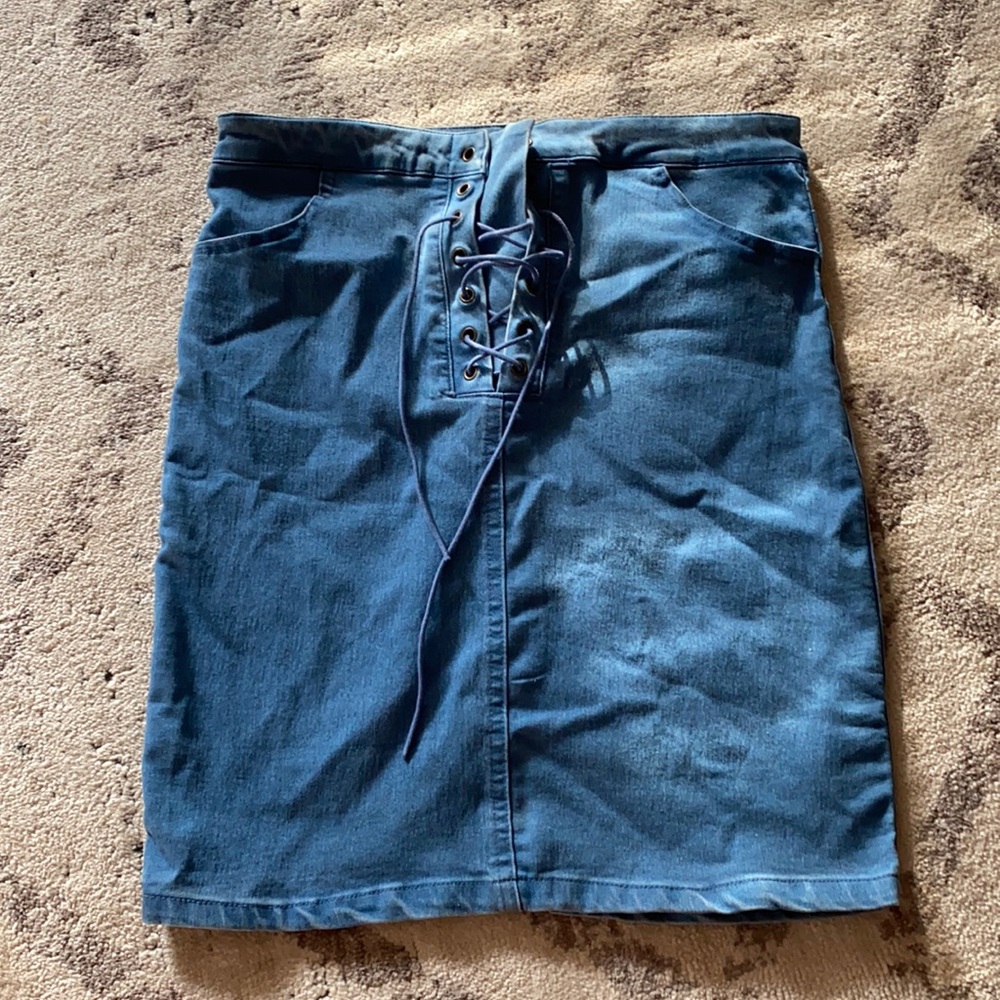 High waisted jean skirt